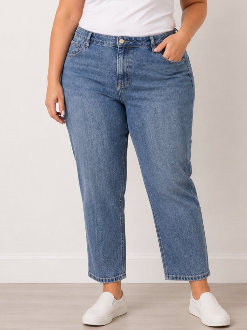 BUM Equipment Women's Plus Size 16 Blue Jean Straight Leg Mid Rise Classic Denim